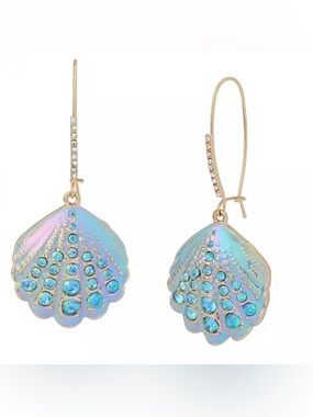 Brand New Betsey Johnson Faux Stone Shell Dangle Earrings